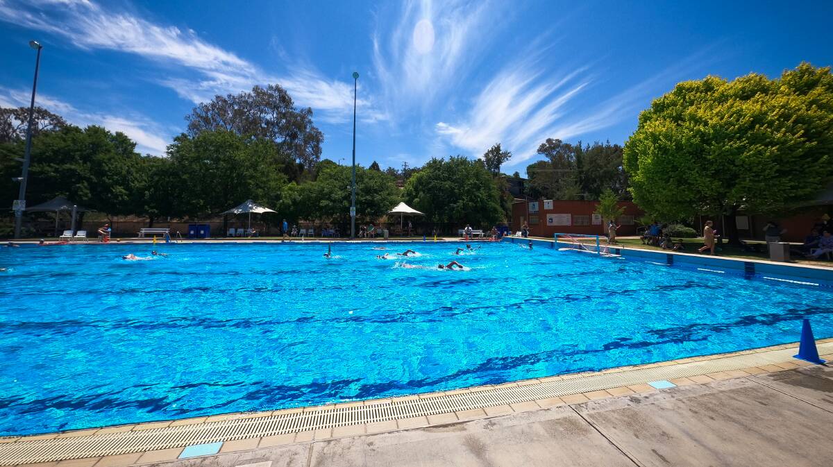 Cool spot: Water polo players compete on a hot day at Albury's Olympic pool. A new council climate change strategy flags it as a heat refuge area. Picture: MARK JESSER