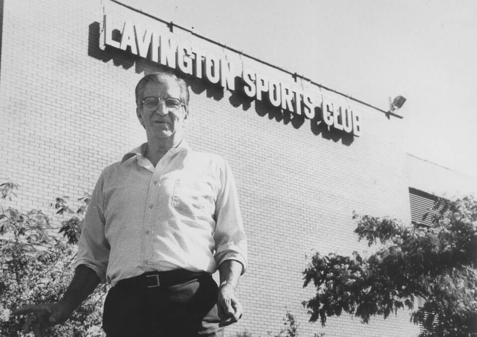 Col Donnolley, pictured in 1983, in front of the sports club building which has been demolished this year.