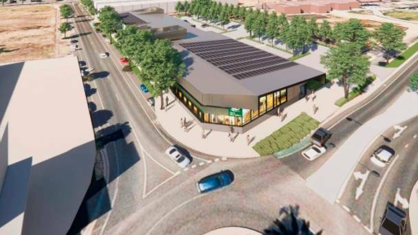 Put on back burner: An artist's image of the Dan Murphy's store proposed for Wodonga's Junction Place. It is now going to be decided upon after a new master plan for the area is considered.