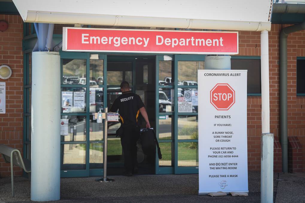 Receiving attention: Albury hospital where a man and a woman were taken after being stabbed at Lavington on Friday night.