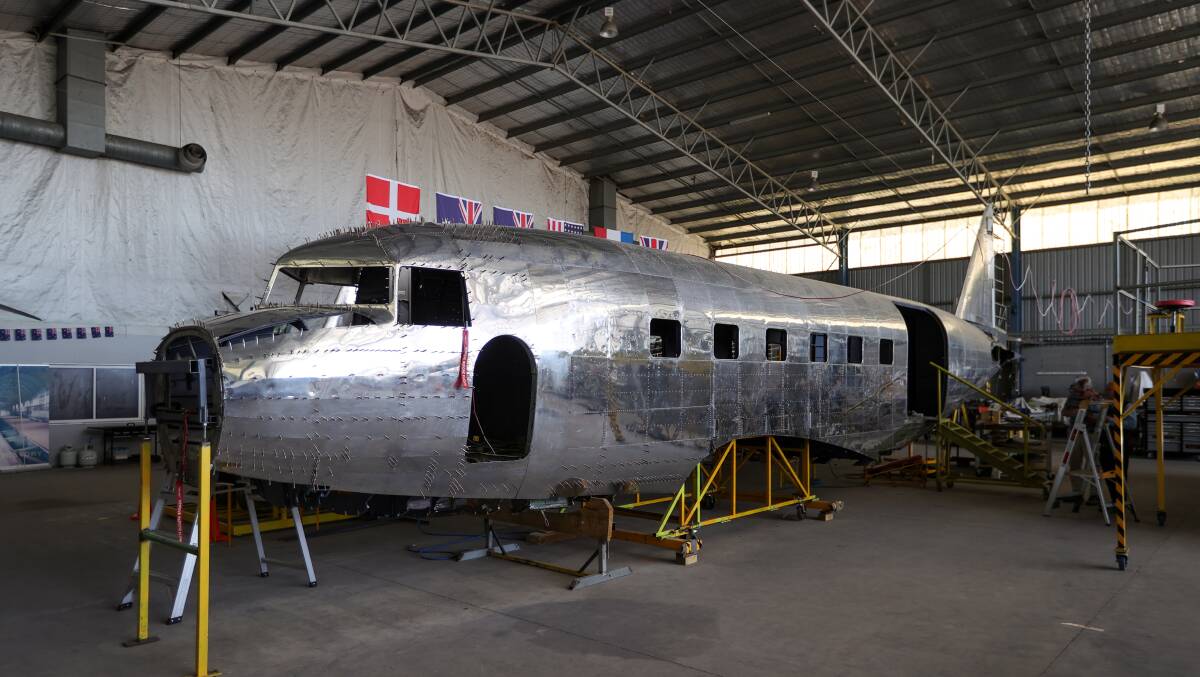 The fuselage of DC-2 Uiver replica plane has nearly had all its panels restored. Picture by James Wiltshire