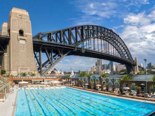 Location, location, location: The North Sydney pool lies within site of the Coathanger and Opera House in the NSW capital.