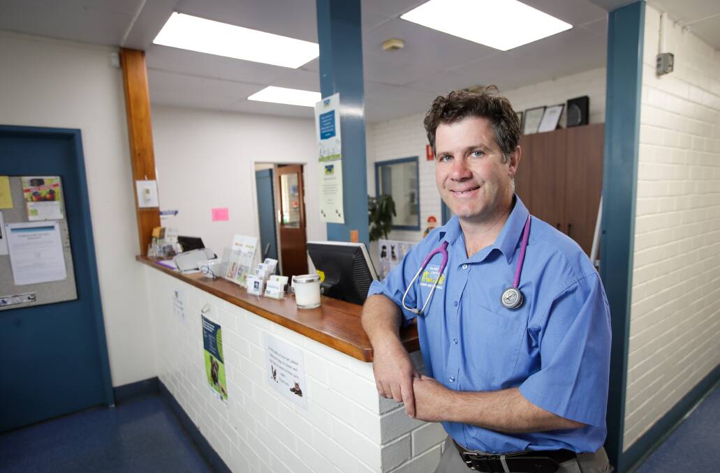 Animal attraction: Justin Clancy at his East Albury veterinary practice where he has worked for many years. Picture: JAMES WILTSHIRE