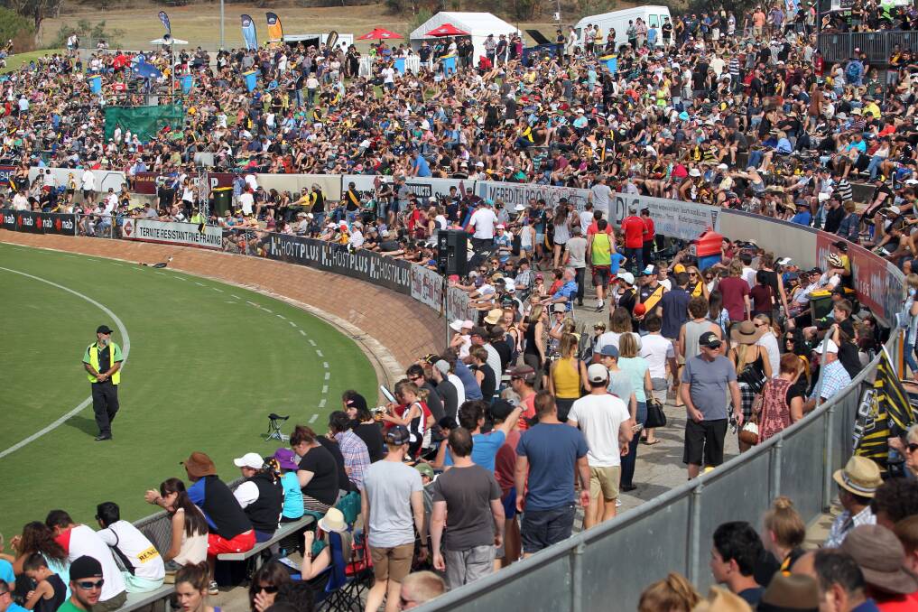 Flashback: Lavington Sports Ground filled with spectators for a Port Adelaide versus Richmond preseason match in 2015 that was beamed around the country via television.