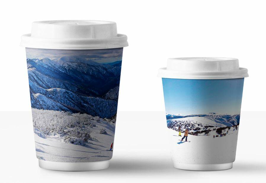 Cups to fit: Images of Mount Hotham will feature on the sides of the biodegradable containers.