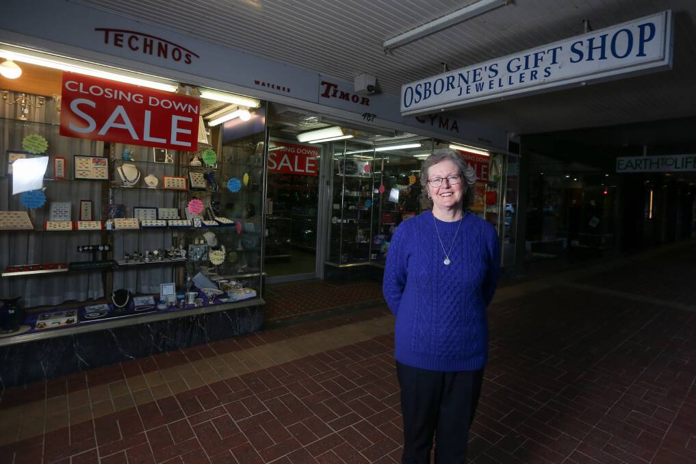 Going: Sandra Kilo outside the soon to close Osborne's Gift Shop which has been a part of Albury's Dean Street shopping experience since before World War II. Picture: TARA TREWHELLA