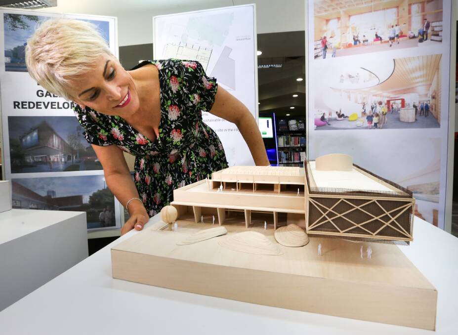 One of the projects: Mayor Anna Speedie with a model of the new Wodonga library-gallery which will receive money through the draft budget that has been approved.