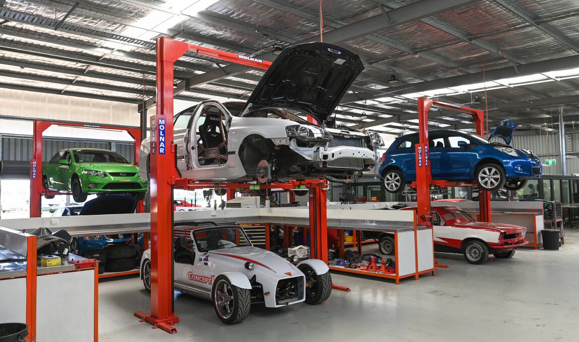 Part of the set-up: An existing workshop at TAFE's driver training centre which caters to mechanics seeking qualifications to be part of Supercar teams. Picture: MARK JESSER