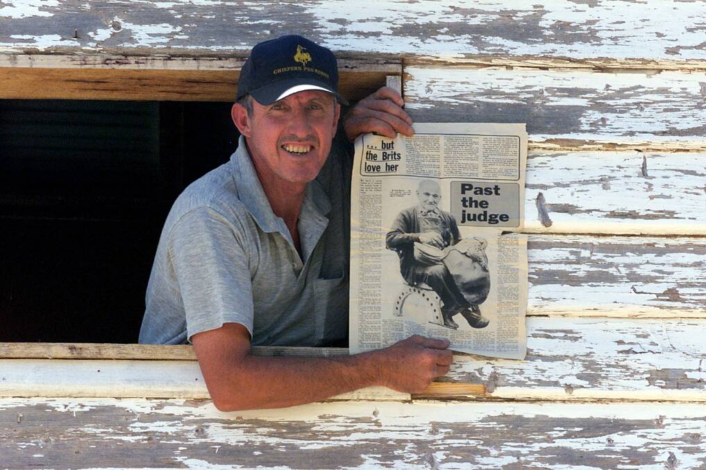 Flashback: Kelvin Duke in 2001 with an old article about racing at Chiltern. At the time he was promoting quarter horse racing at the racecourse which held its last thoroughbred meeting in 1983. 