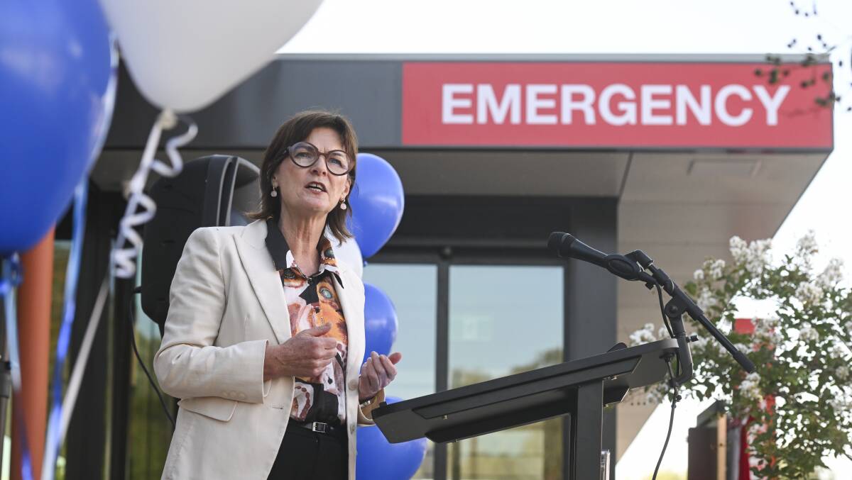 Victorian Health Minister Mary-Anne Thomas addresses the audience at the official opening of the new emergency section at Albury hospital. Picture by Mark Jesser