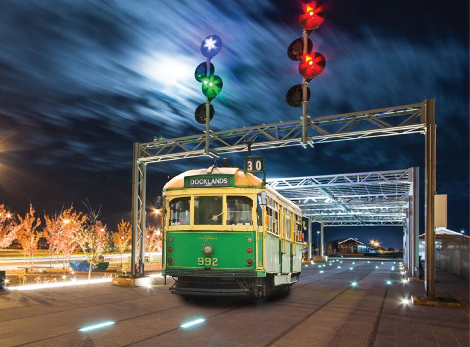 Lighting up Junction Place: A digitally altered image of how a tram might look in Wodonga's former railway heartland if it was relocated from Melbourne.