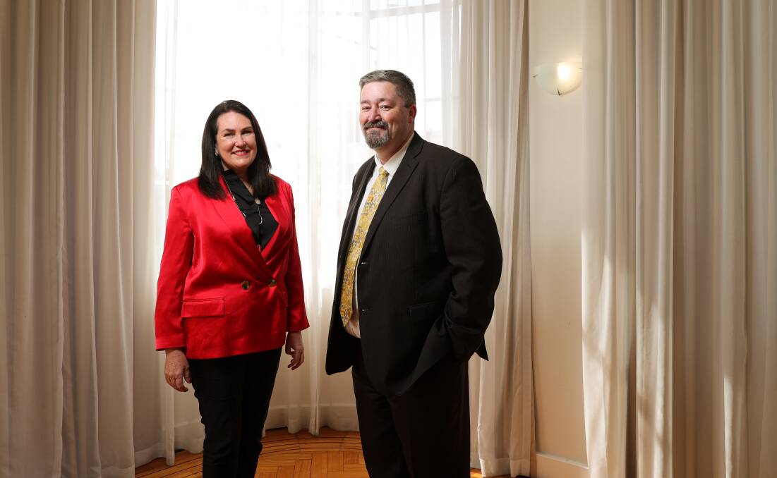 On the election beat: Senator Deborah O'Neill and Darren Cameron at the New Albury Hotel launch of the latter's campaign for Farrer for the Labor Party on Tuesday. Picture: JAMES WILTSHIRE