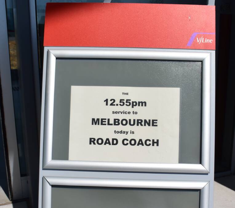 Sign of the times: Passengers were greeted with this notice at Wodonga railway station on Wednesday afternoon.