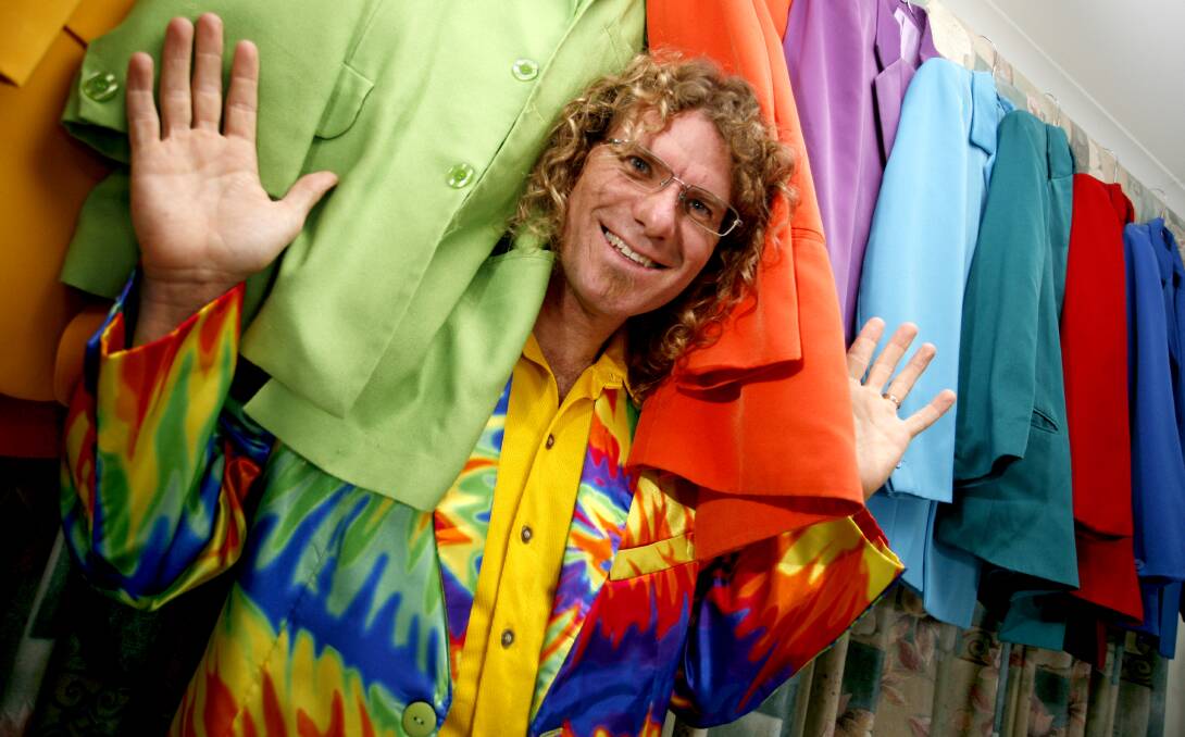 Flashback: Steve Bowen in 2009 with some of his many bright suits which fill a number of wardrobes.