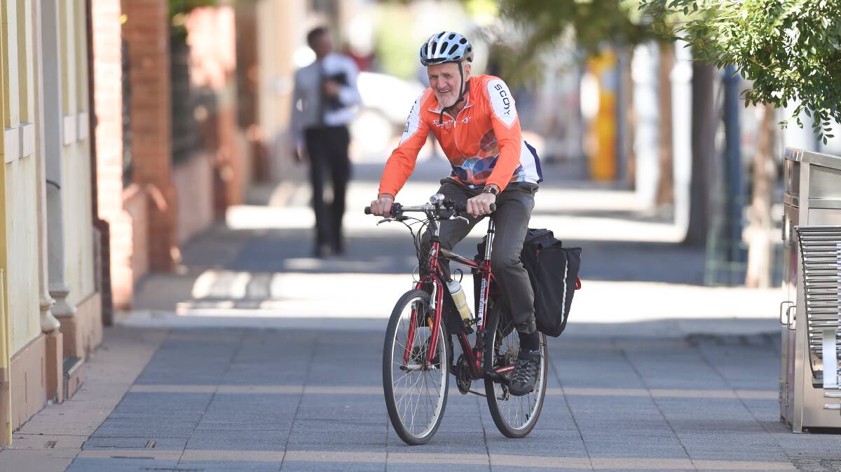 Bumpy ride: Councillor David Thurley, pictured in Kiewa Street during summer, believes a CBD bike loop needs to be well explained to the community to ensure it is widely accepted. Picture: MARK JESSER