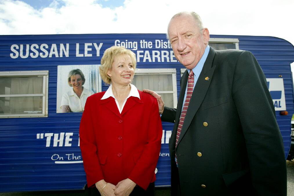 Present and past: Sussan Ley at her 2004 election campaign launch for Farrer which was done by her predecessor Tim Fischer.