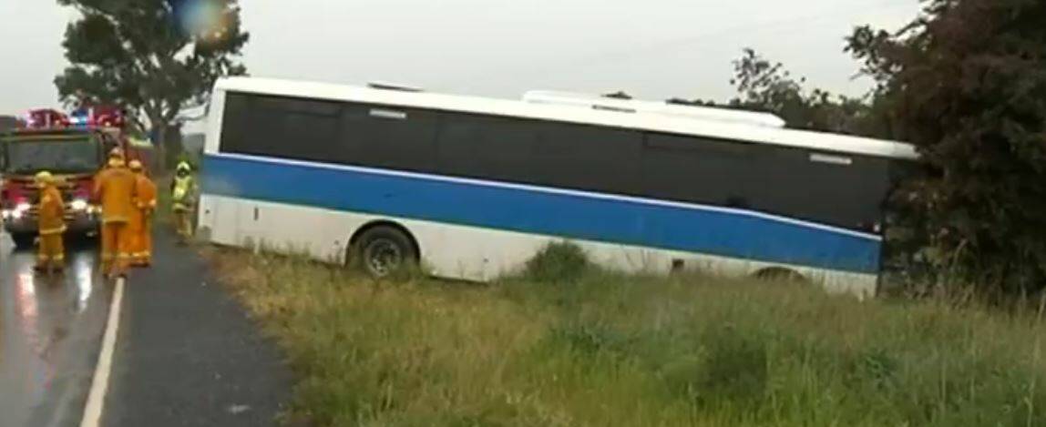 Bail out zone: The bus driver was able to steer the heavy vehicle off the road without suffering serious damage or injuries. Image: PRIME7 NEWS