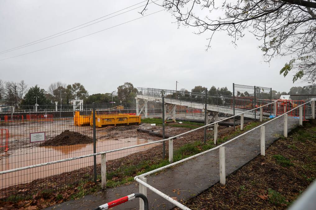The pedestrian bridge south of Wangaratta railway station is gone. Picture by James Wiltshire