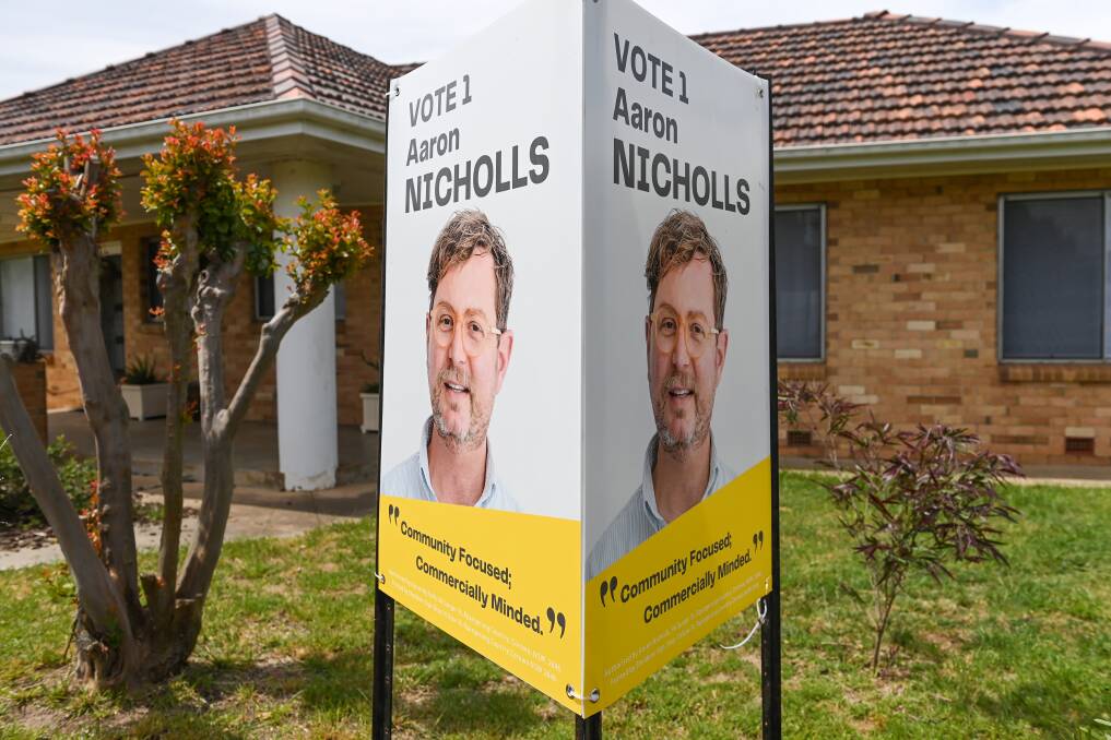 Promotion worked: A poster advertising the campaign of Corowa resident Aaron Nicholls.