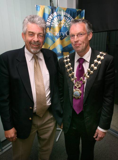 Congenial times: Henk van de Ven and Stuart Baker in 2007 when they were both councillors and deputy mayor and mayor respectively.