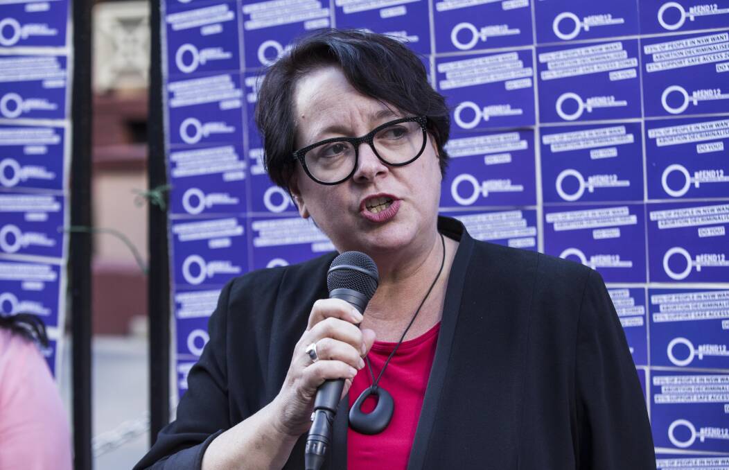 Exclusion zone advocate: Labor MLC Penny Sharpe speaking at an abortion law reform rally outside NSW Parliament House last year. She will be in Albury next Saturday to speak about her push for a ban on harassment at abortion clinics.