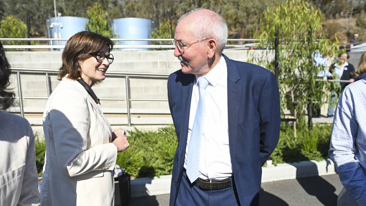 Victorian Health Minister Mary-Anne Thomas speaks to Wodonga mayor Ron Mildren at the official opening of the Albury emergency department. Picture by Mark Jesser