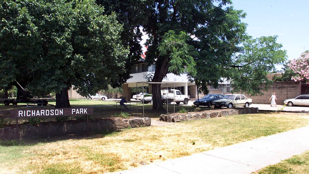 Flashback: Richardson Park in 2000 before the police station in the background was demolished and trees were lopped.