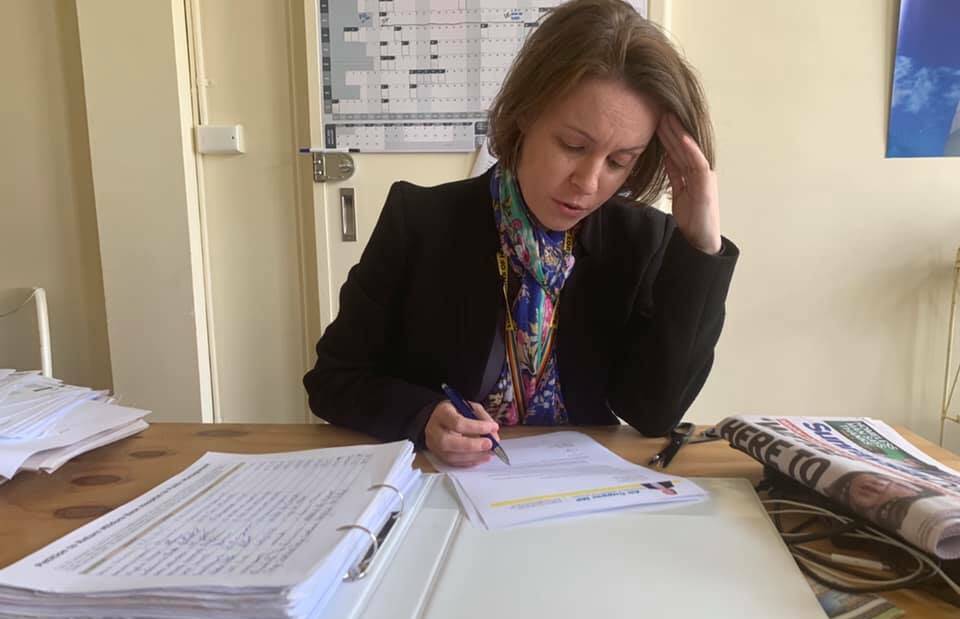 Putting pen to paper: The member for Mildura Ali Cupper who has been left frustrated at the closure of the NSW-Victorian border and its stifling of labour for fruit growers.