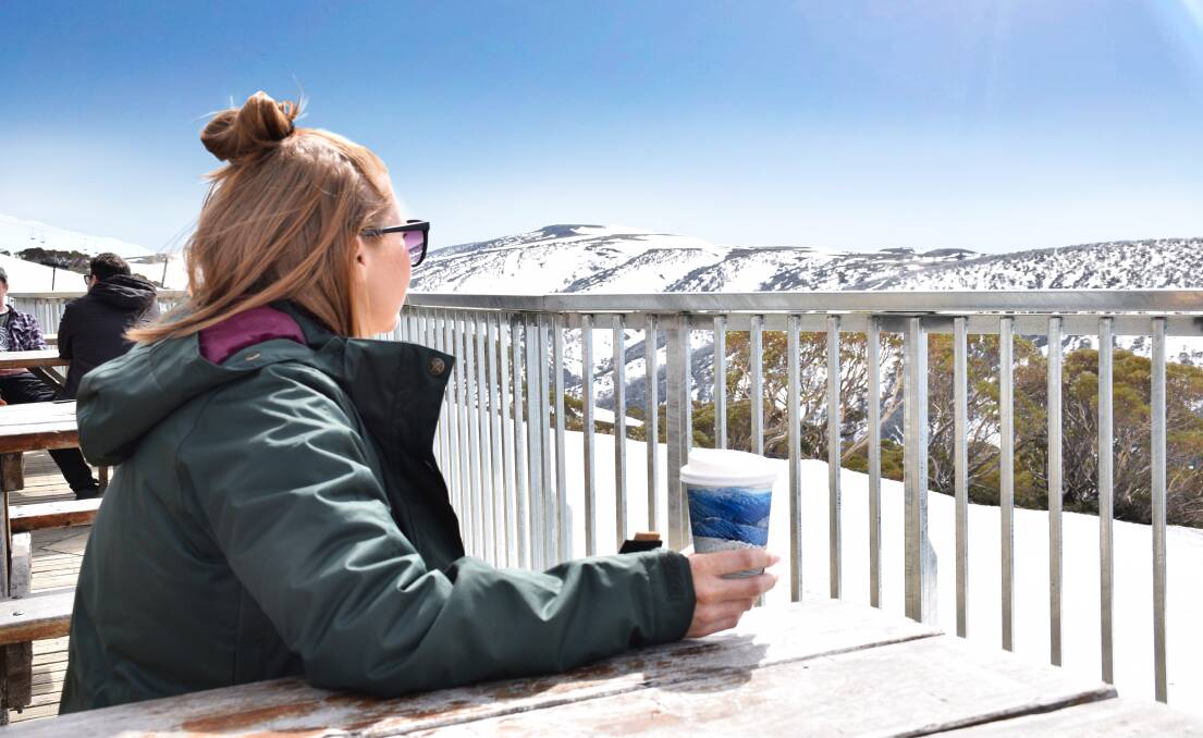 Flat white on a high: Coffee lovers at Mount Hotham buying takeaways will all be using compostable cups from next winter. 