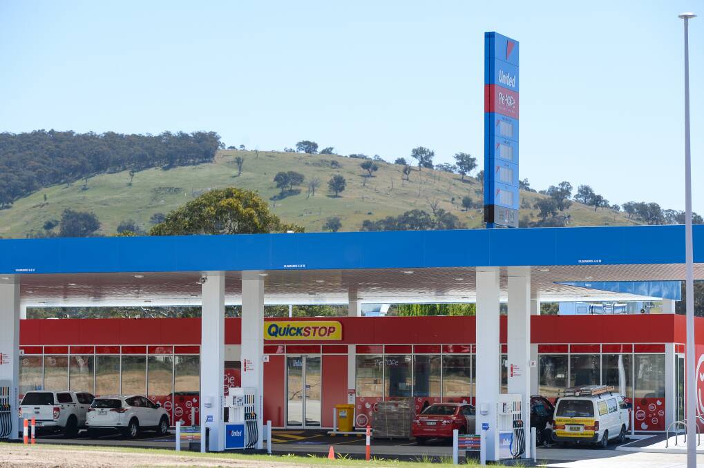 Ready to open: Final touches are being put on the new United petrol station in west Wodonga this week ahead of its opening. Picture: MARK JESSER