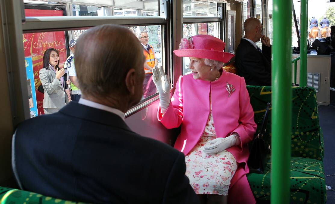 Queen Elizabeth on board a Melbourne tram in 2011 during her final visit to Australia.