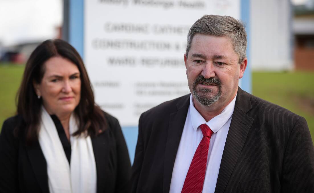 Darren Cameron outside Albury hospital with NSW senator Deborah O'Neill during last year's federal election campaign when he was Labor candidate for Farrer.