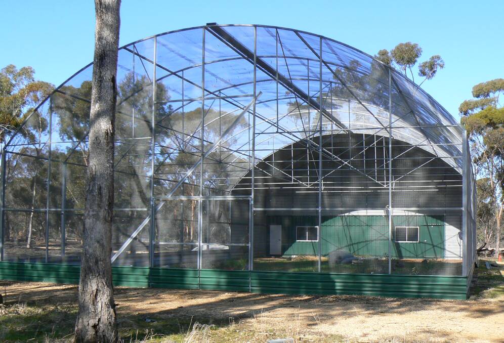 Tourism driver: The large aviary which has been built as a community project at Urana. Birds will be put inside the structure in early September ahead of its official opening. Picture: FEDERATION COUNCIL 