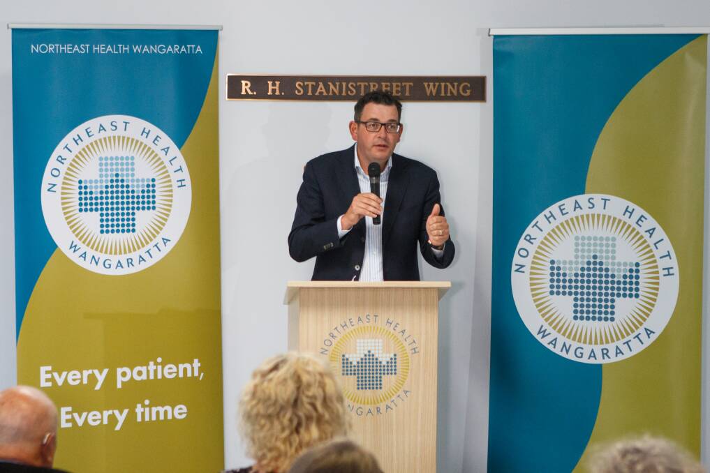 Not quite right: Daniel Andrews at Wangaratta hospital. His message about fragments of the city's waste being COVID positive showed all was not well the government's communication.