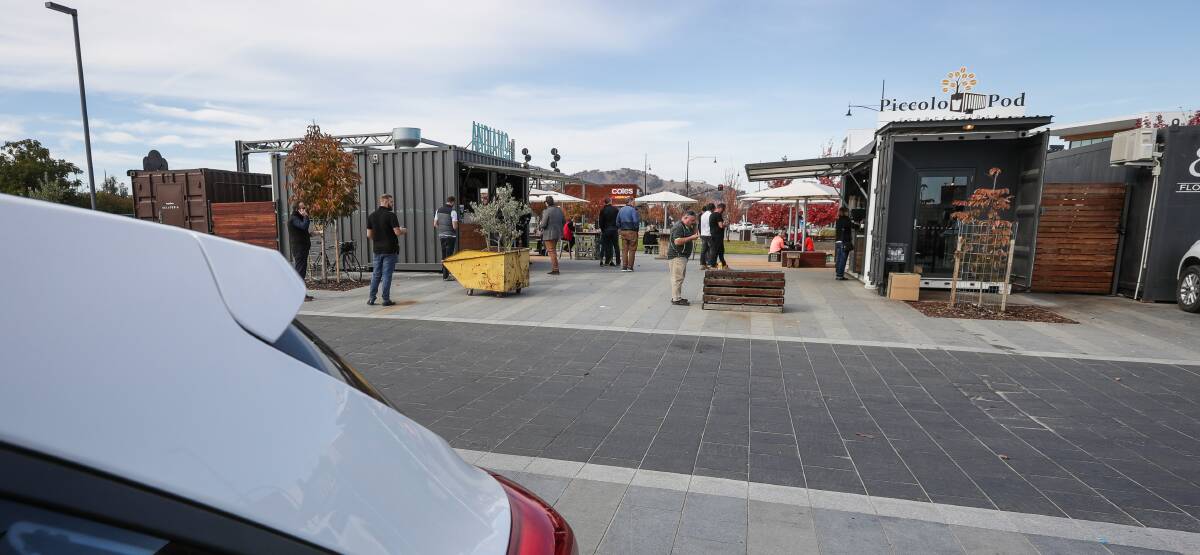 Contentious: Shipping container businesses in Junction Place have upset traders with one eatery boss believing parking rules should be changed around the outlets. Picture: JAMES WILTSHIRE