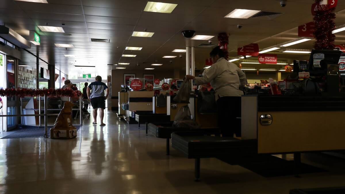 LIGHTS down: How Coles Benalla store appears during the quiet hour when illumination is reduced and PA sound cut. 