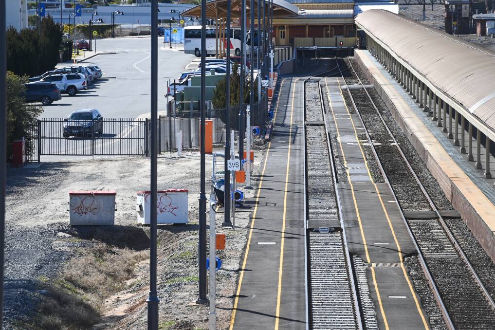 Ready: Improvements to fencing, security and a siding have been made to house VLocity trains overnight at Albury railway station. Picture: MARK JESSER