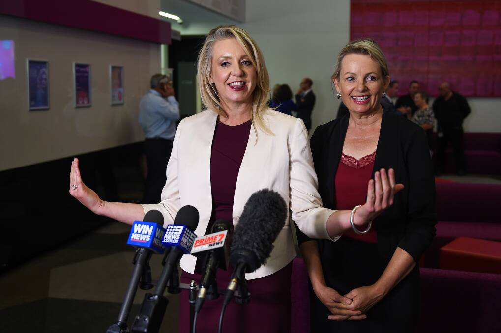 Power pair: Bridget McKenzie and Sussan Ley at Wodonga's The Cube when the former addressed the National Press Club. Picture: MARK JESSER