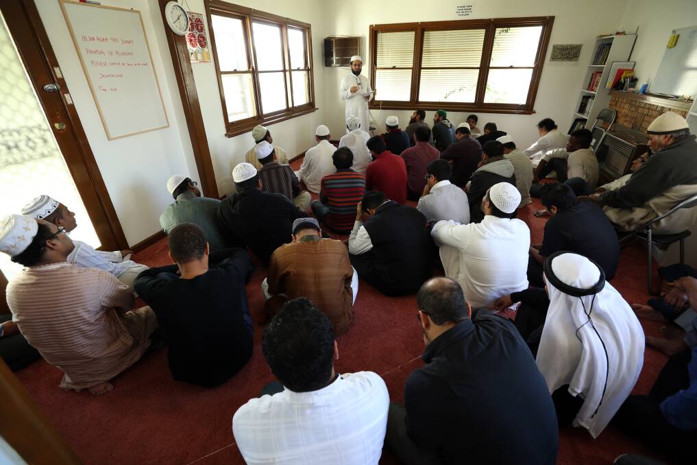 Crowded: The lougeroom in the rundown house at Lavington which is used as the prayer room for the mosque operated by the Islamic Society of Albury Wodonga.
