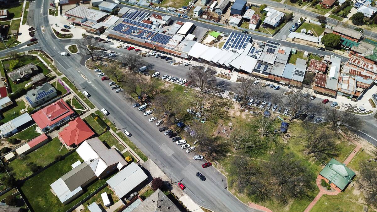 Set for some work: An aerial view of Towong Street which forms the heart of Tallangatta. It will have $115,500 spent on it as part of a council-government upgrade. Picture: MARK JESSER