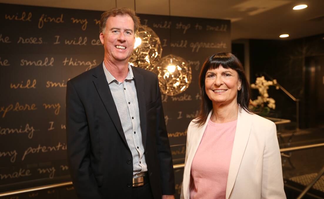 TOP TWO: Murray River Tourism chief executive Mark Francis and chair Wendy Greiner at Albury's Mantra hotel where they and fellow board members met on Friday. Picture: JAMES WILTSHIRE