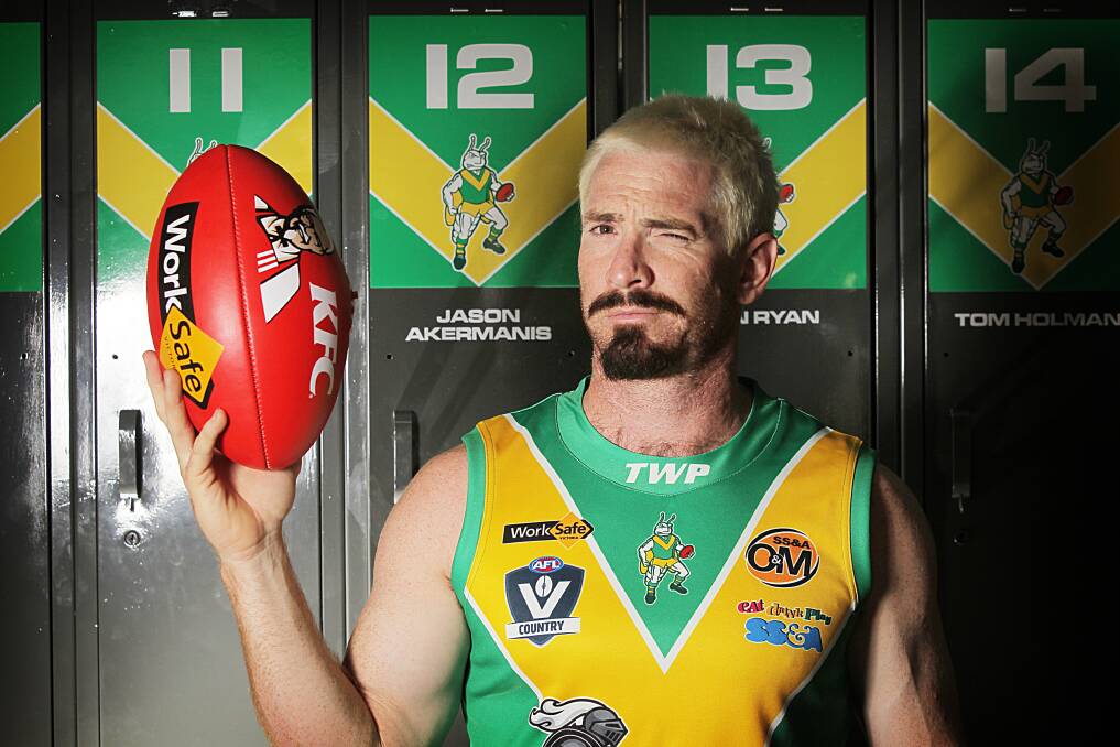 Flashback: Jason Akermanis poses for a season preview photo for The Border Mail in 2013, his first at the helm of North Albury.