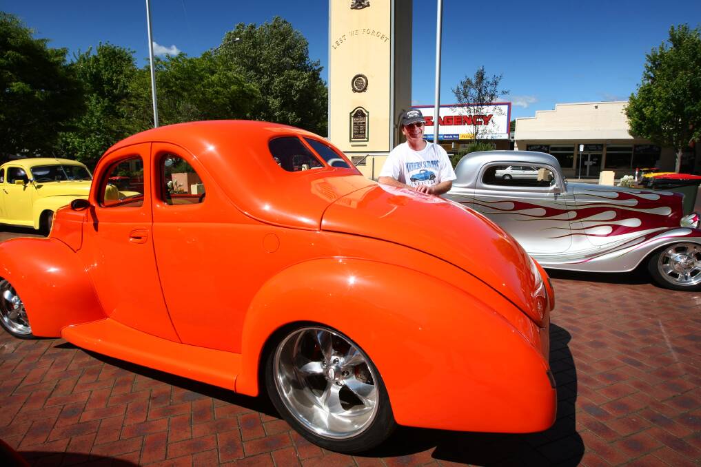 On the street: Hot rods in the centre of Bright. A ban on alcohol consumption around the town has split opinions.