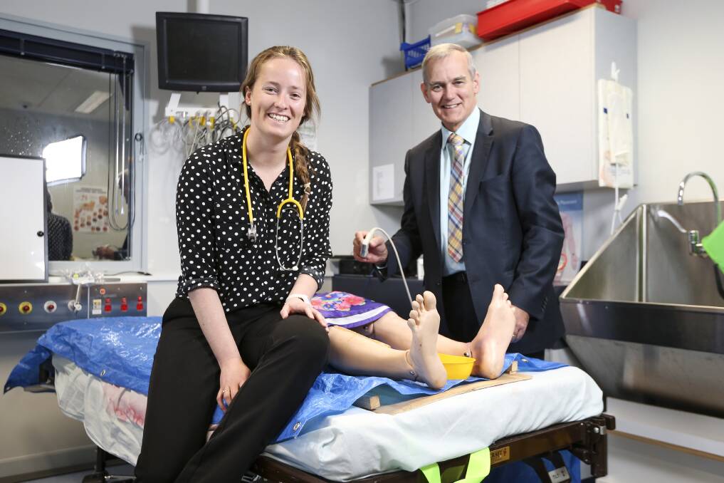 Guiding light: Medical student Katherine Grellman with Neil Bright at the University of NSW rural medical school in May last year.
