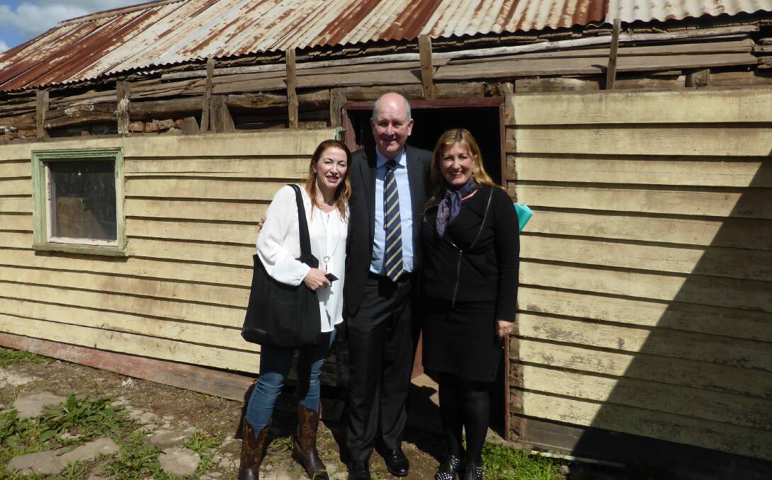 Historic home: Kelly descendant Joanne Griffiths, Planning Minister Richard Wynne and Labor MP Danielle Green at Ned Kelly's Beveridge home.