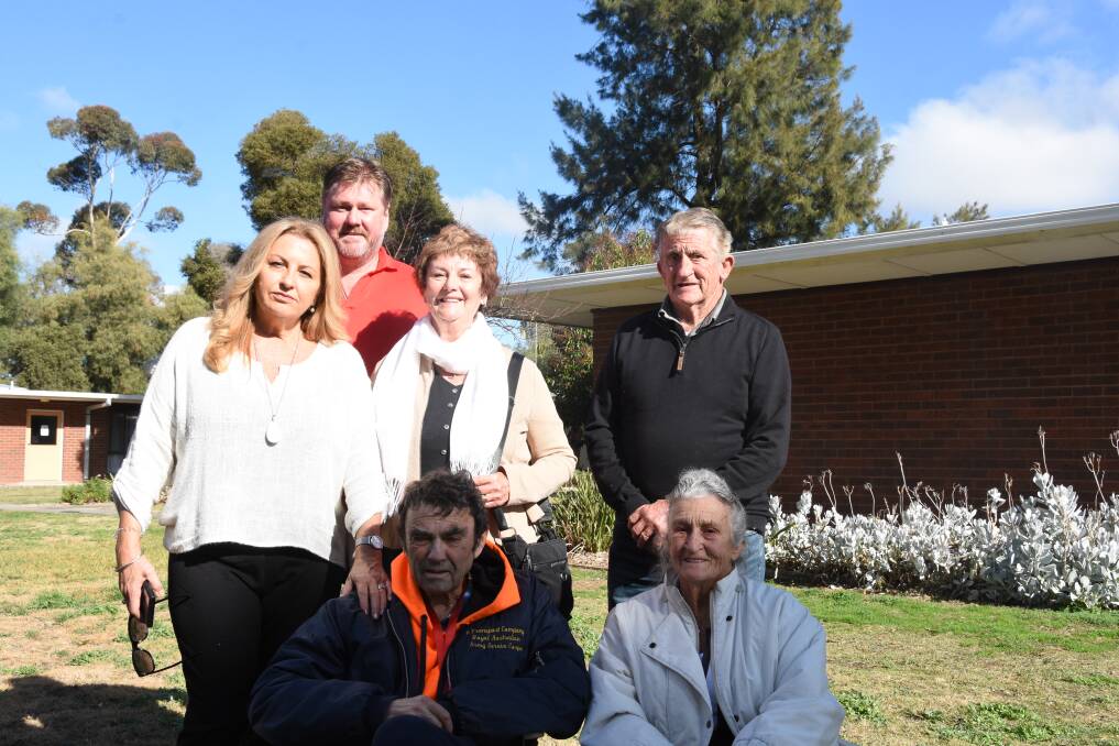 Millewa Grove resident Bruce Wren, sitting at front, surrounded by his family, including niece Rhonda Bowen and his sister Jenny Partridge (standing behind him) from Yarrawonga. Picture by the Cobram Courier. 