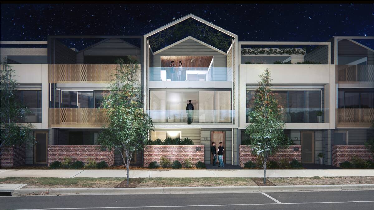 On offer: How a three-storey townhouse will appear as part of the Station 73 development at Junction Place.