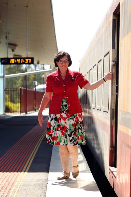 Flashback: Cathy McGowan at Wodonga station in February 2015 when she was about to board a train to meet Victorian Premier Daniel Andrews to discuss rail woes.