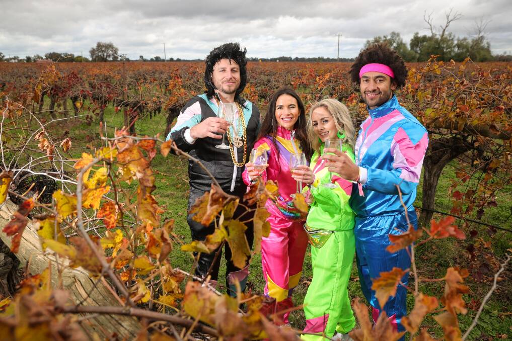 Excited: Conor Foley, Katie Mahon, Kanika Cartin and Matt Salmon loved their first Winery Walkabout. 