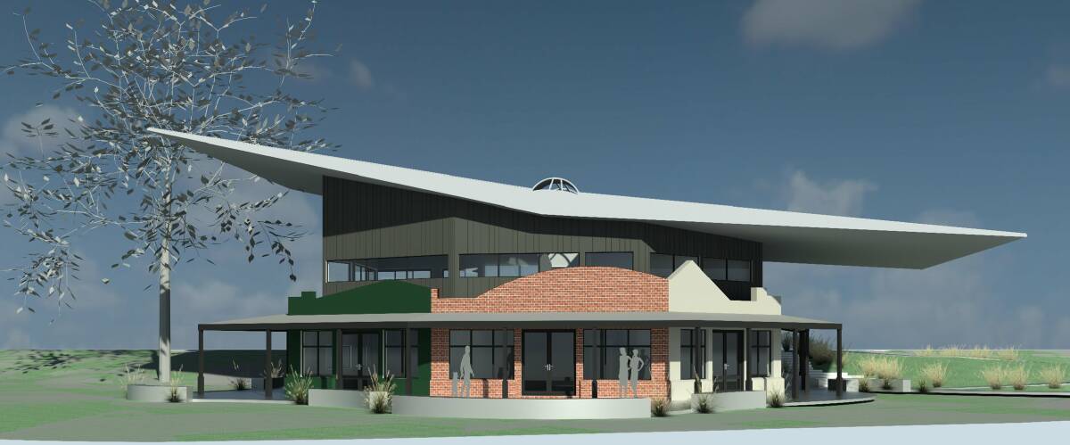 Grounded: The aviation-driven design for the Tocumwal visitor centre with a roof mimicking a Liberator bomber's wings and cockpit. It would also have had that plane's tail shape in the first floor interior as part of a restaurant.